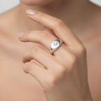 Sterling Silver 925 Starlight Signet CZ Adjustable Ring "Stardust"