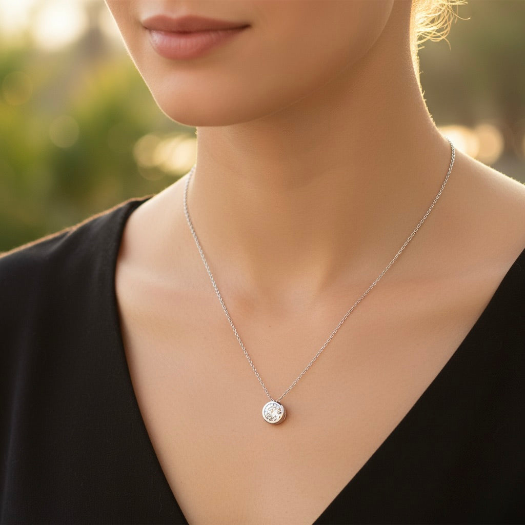 Sterling Silver 925 Necklace CZ Pendant “Solitaire Glare”