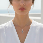 Sterling Silver 925 Minimal Open Cross Pendant "Urban Faith"