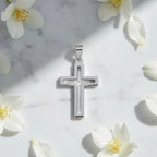 Sterling Silver 925 Minimal Open Cross Pendant "Urban Faith"