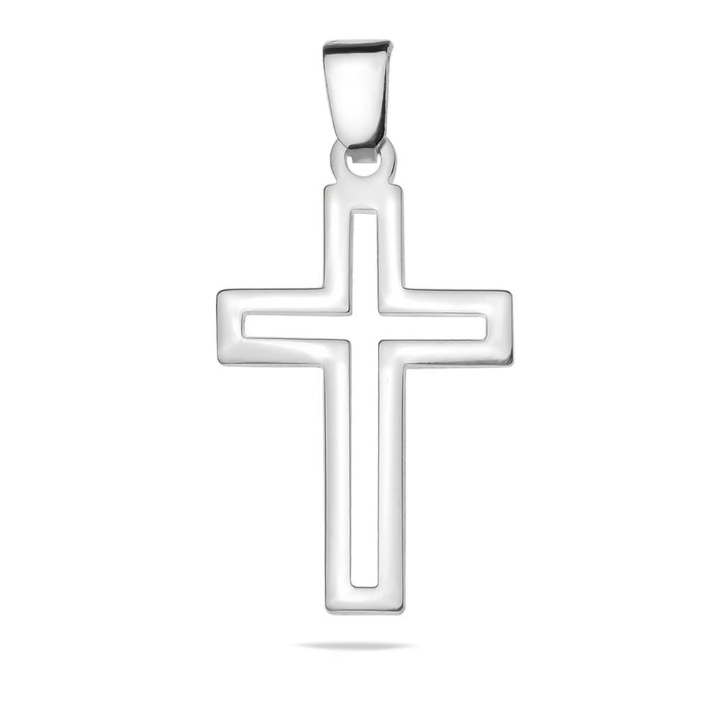 Sterlingsilber 925 Minimalistischer Offener Kreuz-Anhänger "Urban Faith"