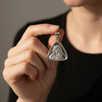 Sterling Silver 925 Virgin Mary Religious Oxidised Pendant “Graceful Triangle”