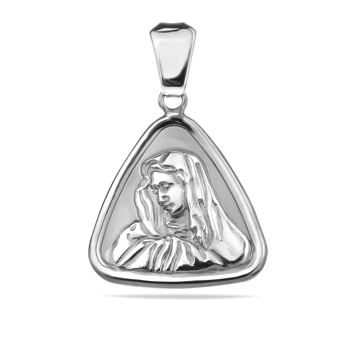 Sterling Silver 925 Virgin Mary Religious Oxidised Pendant “Graceful Triangle”