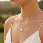 Sterling Silver 925 Mother of Pearl Clover Necklace Pendant "Luminous"