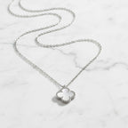 Sterling Silver 925 Mother of Pearl Clover Necklace Pendant "Luminous"