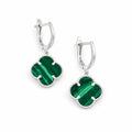 Sterling Silver 925 Green Malachite Clover Drop Earrings “Verdant”