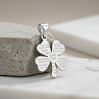 Sterling Silver 925 Four Leaf Clover Pendant "Worldwide Luck"