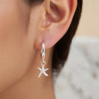 Sterling Silver 925 Starfish Huggie Hoop Earrings “Sea Sparkle”