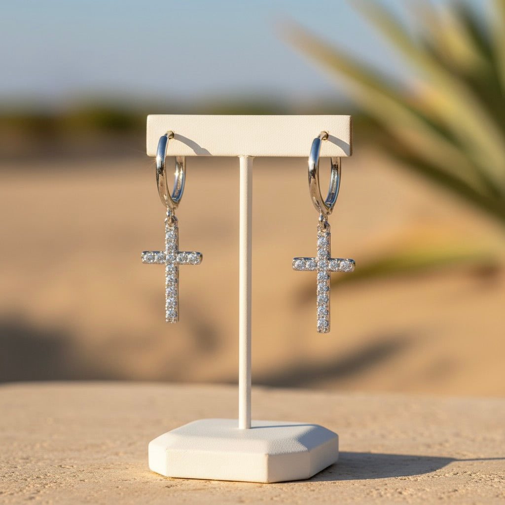 Ohrringe Creolen 925 Sterling Silber Zirkonia „Faith“