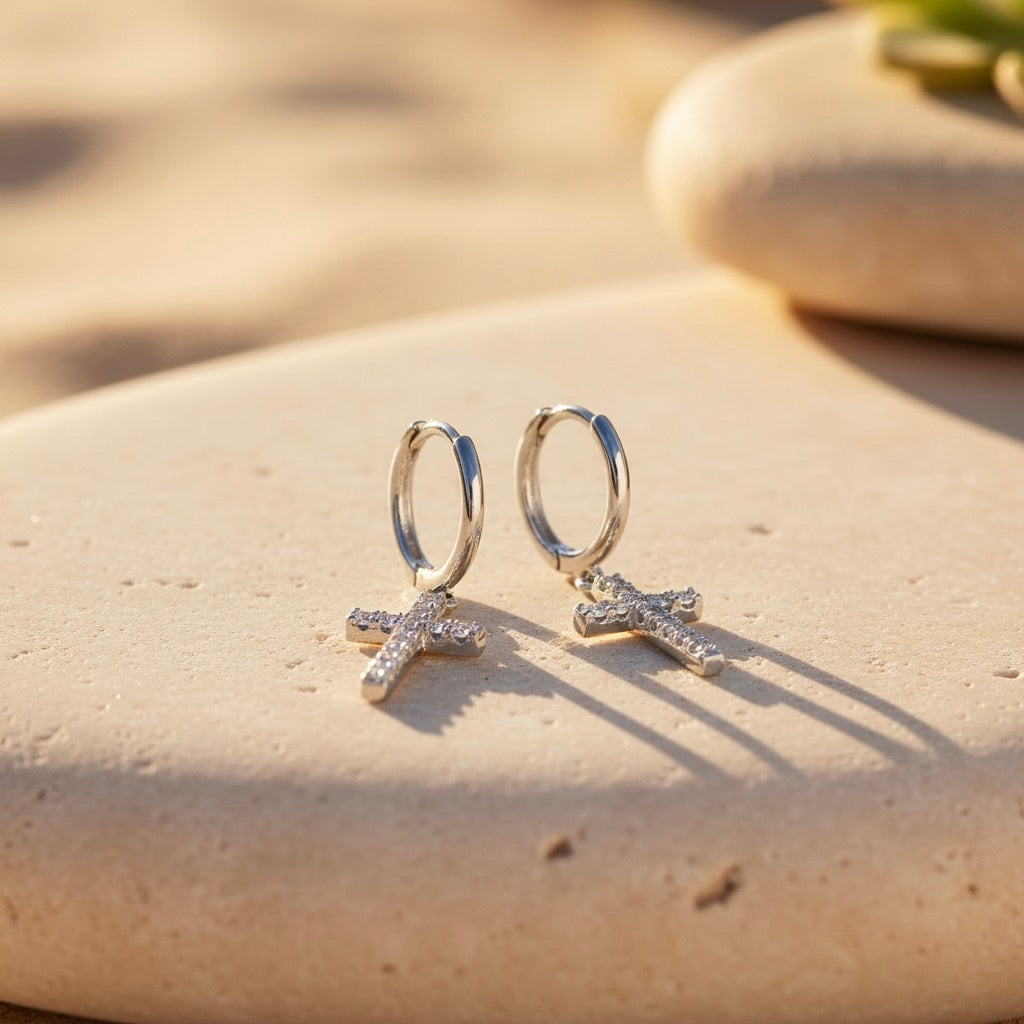Ohrringe Creolen 925 Sterling Silber Zirkonia „Faith“