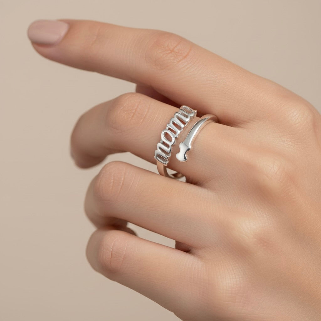 Sterling Silver 925 Mama Wrap Adjustable Ring "Mia"