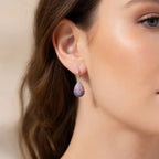 Sterling Silver 925 Ombre Purple CZ Teardrop Hoop Earrings "Lilla"