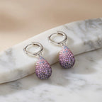 Sterling Silver 925 Ombre Purple CZ Teardrop Hoop Earrings "Lilla"