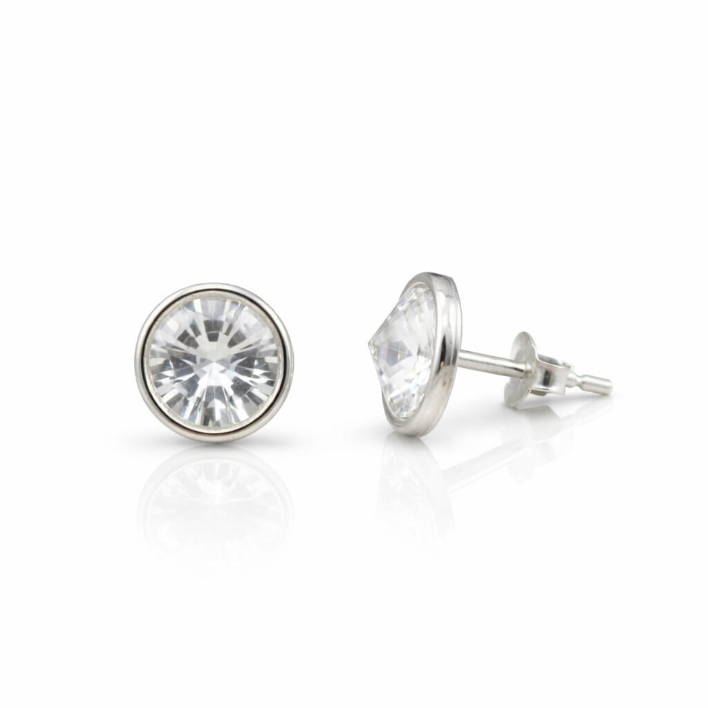 Ohrstecker aus 925er Sterlingsilber mit runden Kristallen „Aurora“