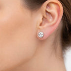Sterling Silver 925 Round Crystal Stud Earrings “Aurora”