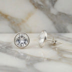 Sterling Silver 925 Round Crystal Stud Earrings “Aurora”