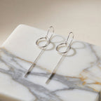Sterling Silver 925 Long Chain Threader Earrings “Loop”