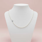 Sterling Silver 925 Pearl Beaded Cross Necklace "Ivory"