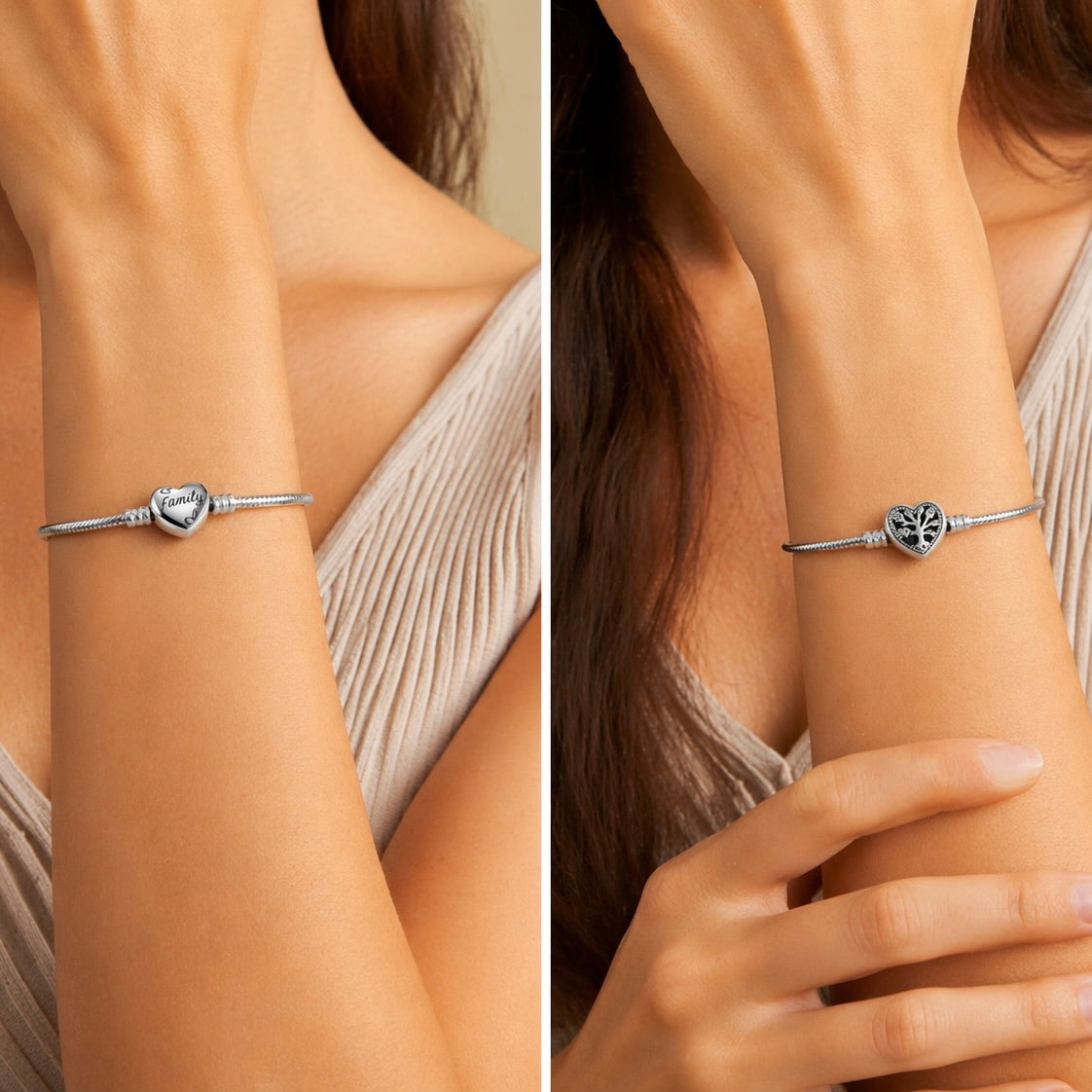 Charm Bracelet Sterling Silver 925 Snake Chain Bracelet "Tuana"