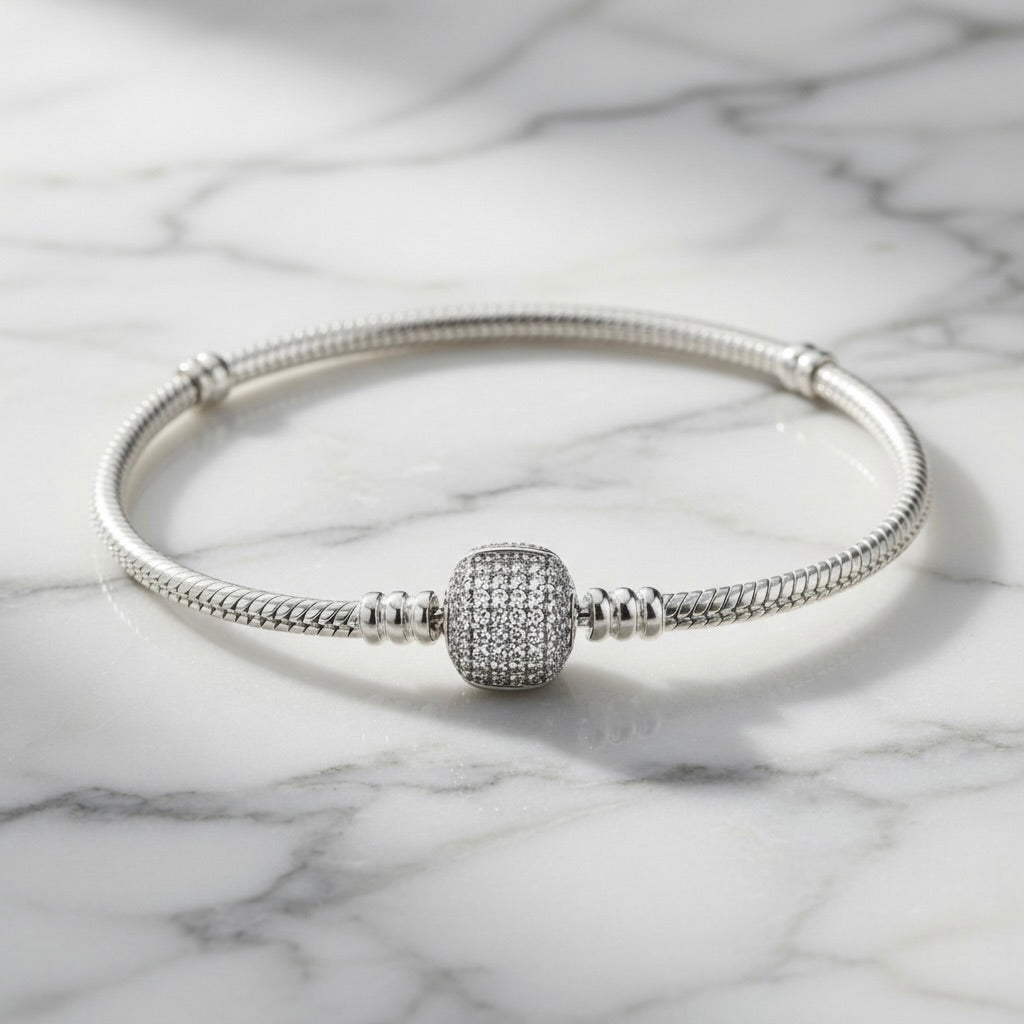 Charm Bracelet Sterling Silver 925 Snake Chain Bracelet "Zara"
