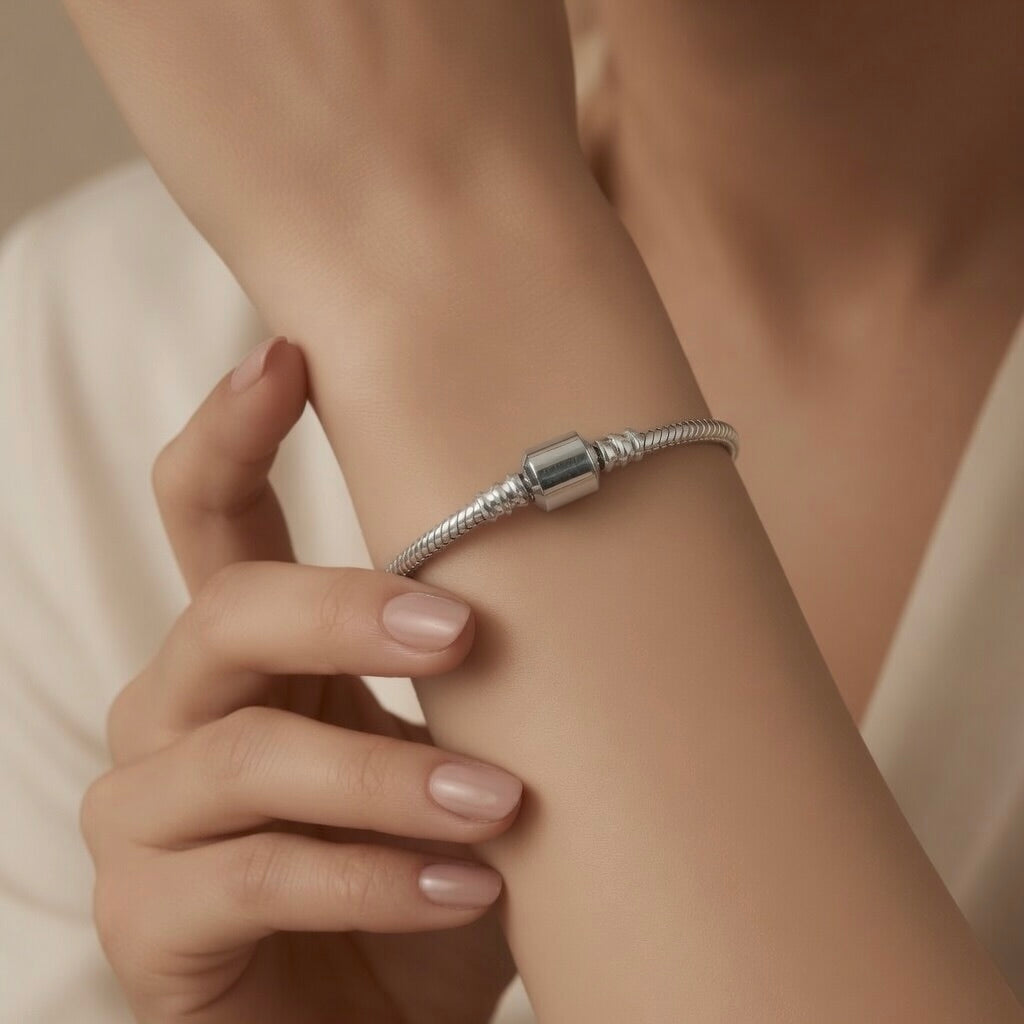 Charm Bracelet Sterling Silver 925 Snake Chain Minimalist Bracelet "Maya"