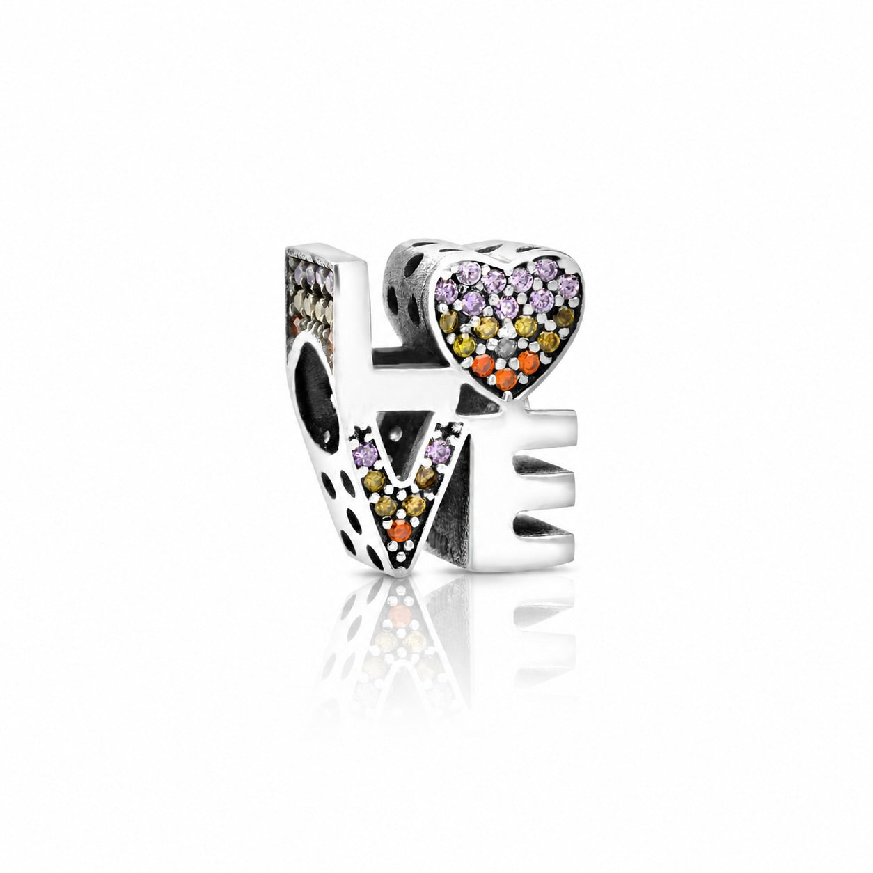 Sterling Silver 925 Pavé Bracelet Bead Charm “LOVE”