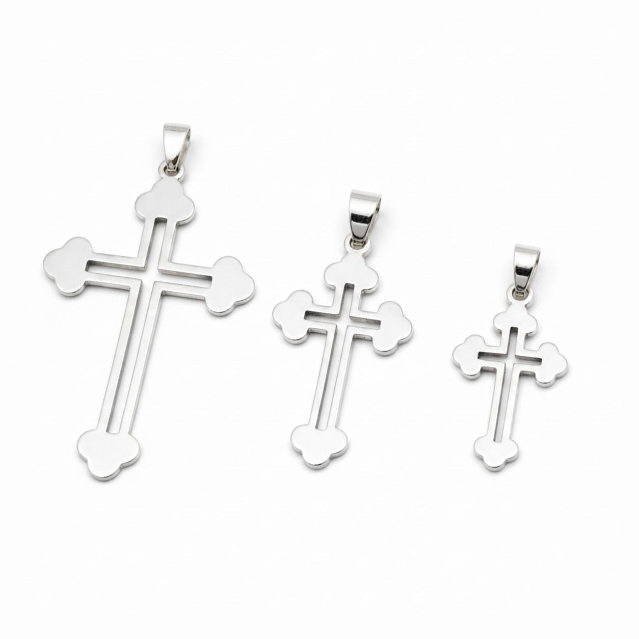 Sterling Silver 925 Trefoil Cross Pendant "Triad"
