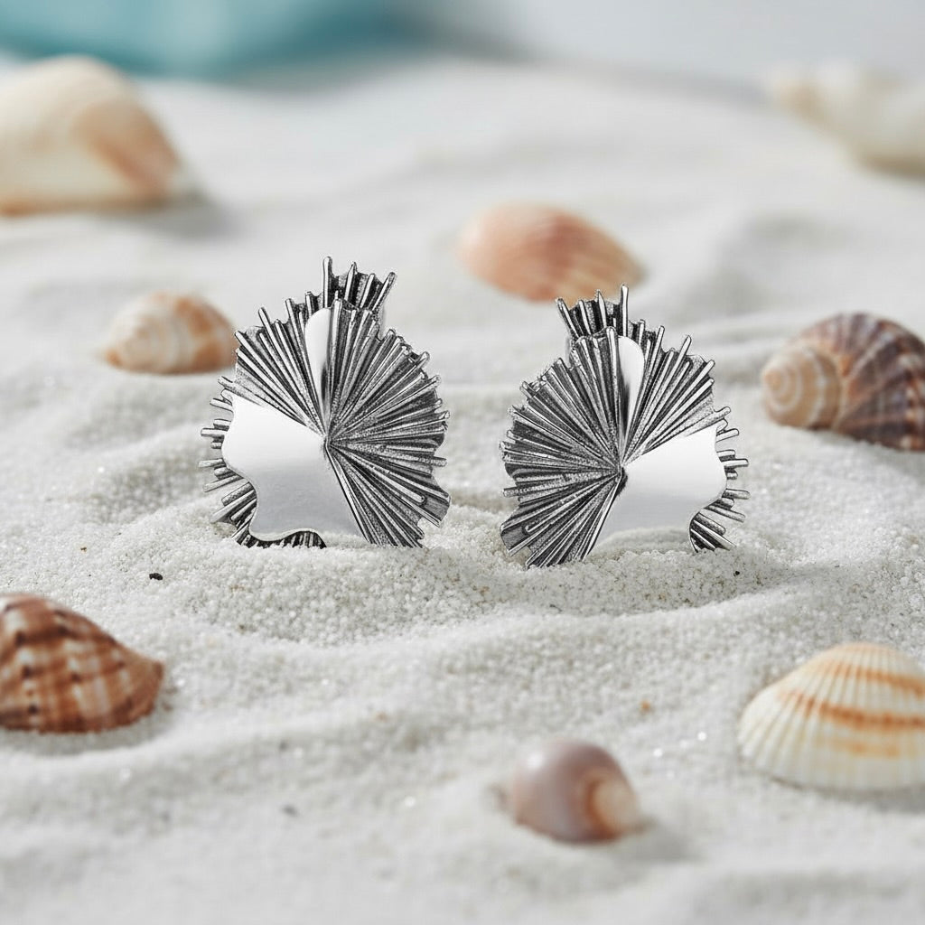 Sterling Silver 925 Oxidised Sunburst Earrings “Abstract Flare”