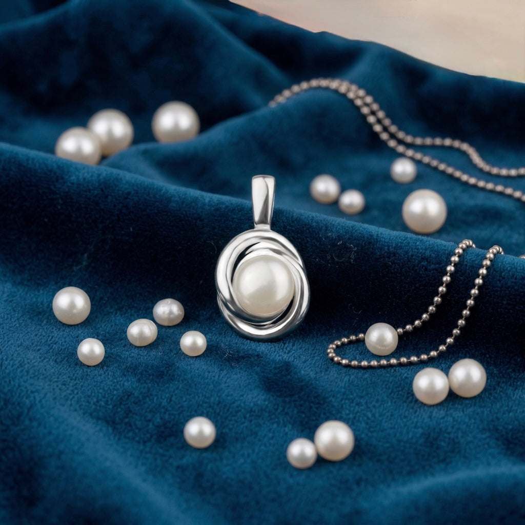 Sterling Silver 925 Freshwater Pearl Pendant “Twisted Grace”