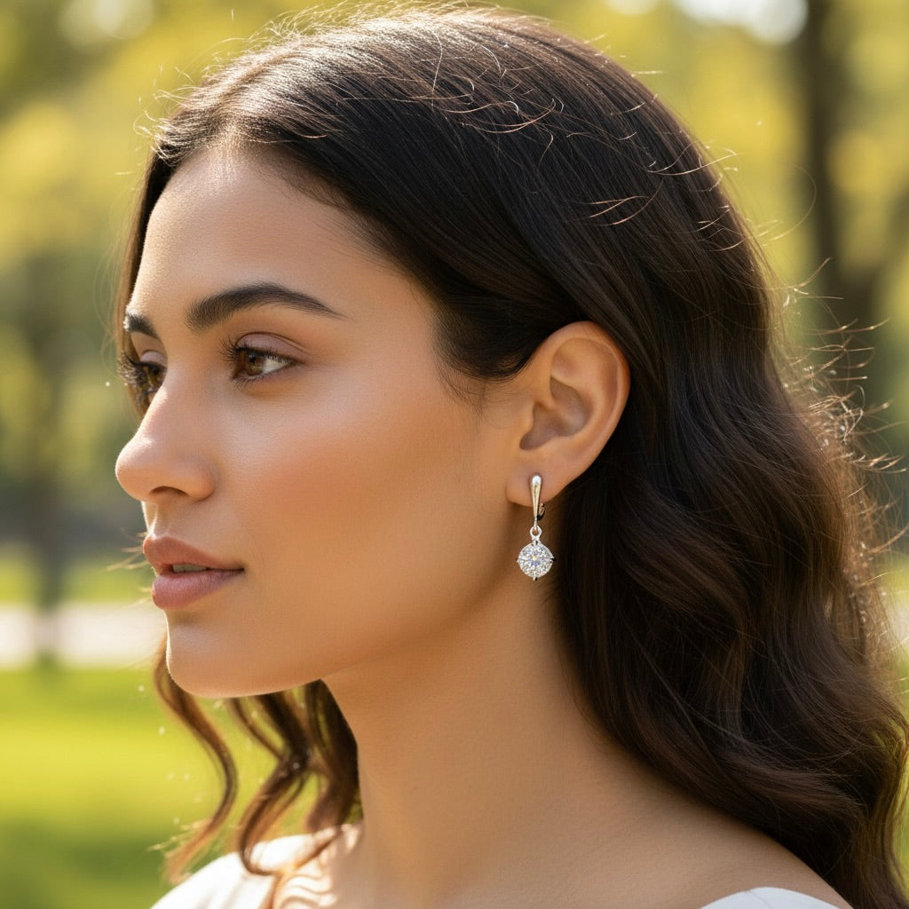 Sterling Silver 925 Drop Dangle CZ Earrings "Blink"