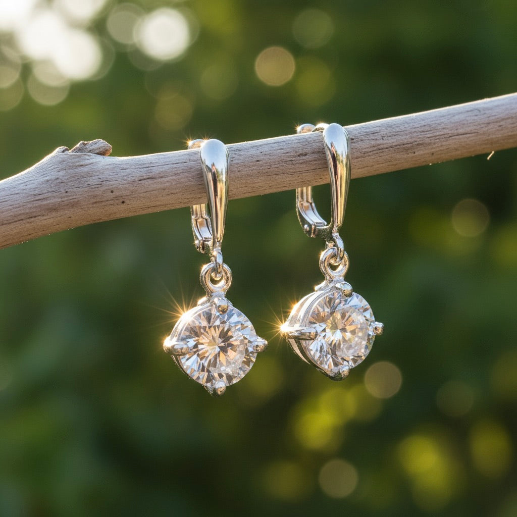 Sterling Silver 925 Drop Dangle CZ Earrings "Blink"
