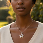 Sterling Silver 925 Double Star Outline Pendant "Stellar"