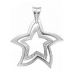 Sterling Silver 925 Double Star Outline Pendant "Stellar"