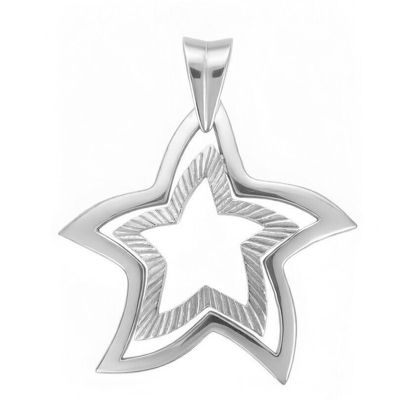 Sterling Silver 925 Double Star Outline Pendant "Stellar"