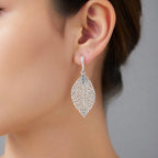 Sterling Silver 925 Leaf Dangle Earrings “Silver Nature”
