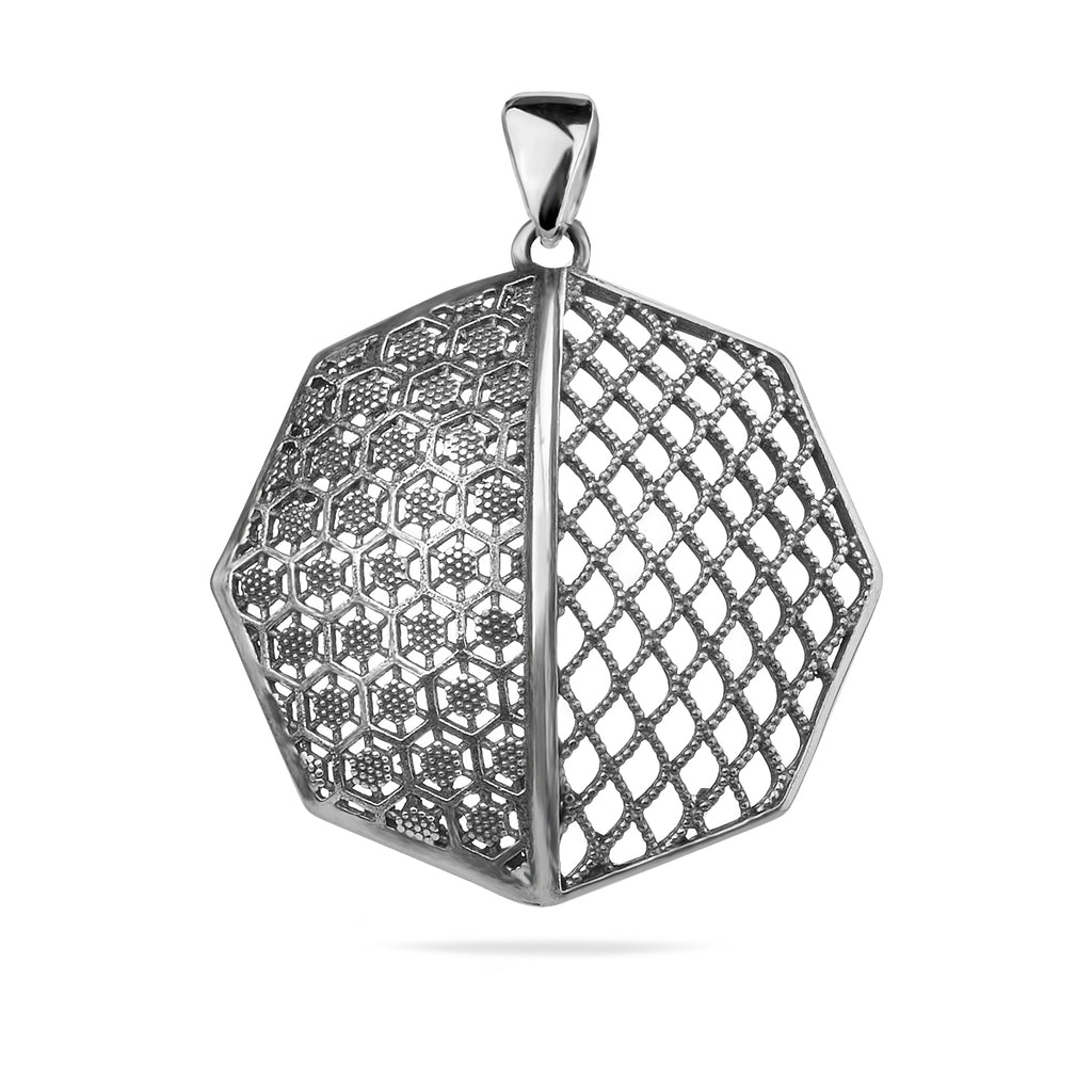Anhänger aus Sterlingsilber 925, achteckig, durchbrochen „Enigma“