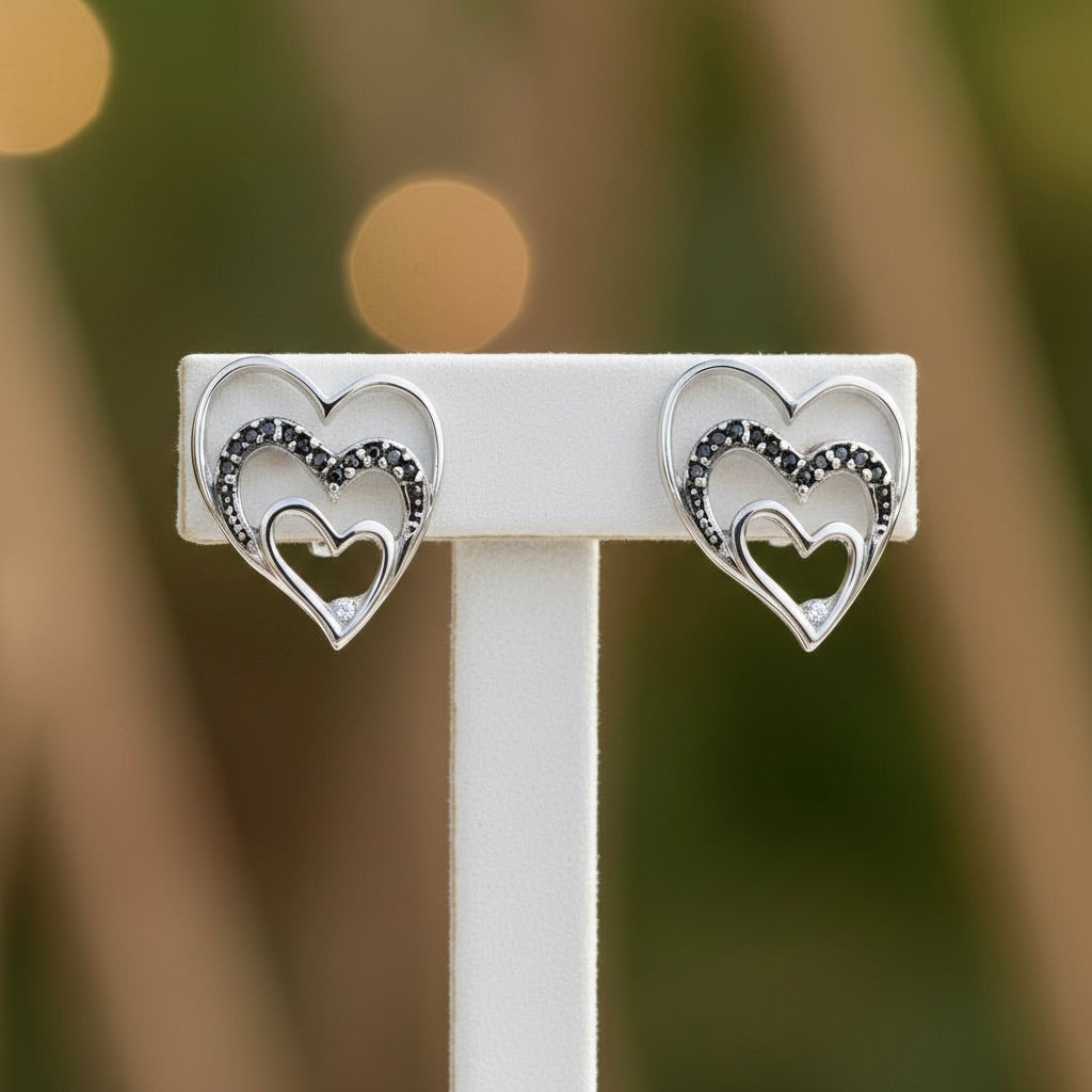 Ohrringe aus 925er Sterlingsilber mit dreifachem Herz-Zirkonia „Seelenverwandter“