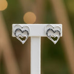 Ohrringe aus 925er Sterlingsilber mit dreifachem Herz-Zirkonia „Seelenverwandter“