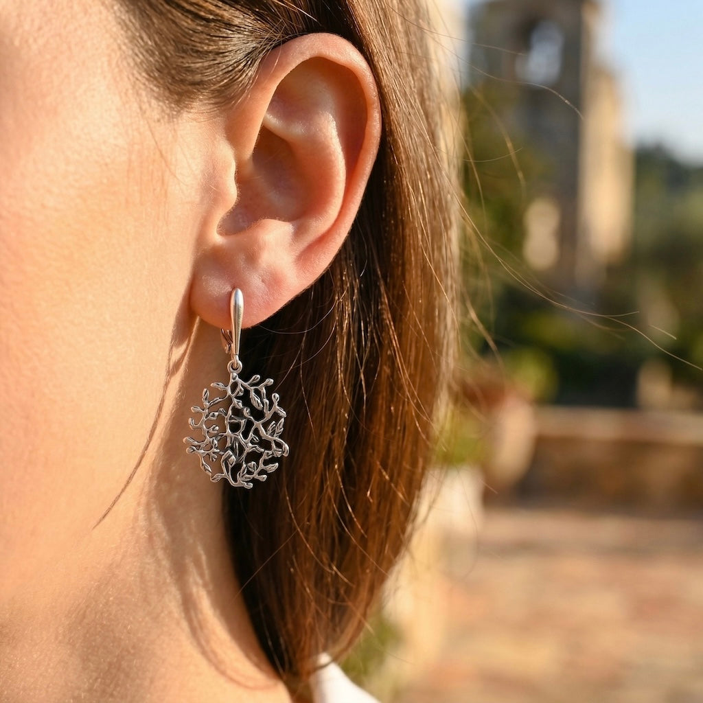 Sterling Silver 925 Dangle Drop Earrings “Sea Coral”