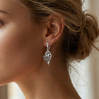 Sterling Silver 925 Heart Drop Earrings “Starlit Love"
