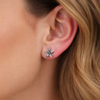 Sterling Silver 925 Stud Flower Oxidised Earrings "Hawaiian Bloom"