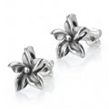 Sterling Silver 925 Stud Flower Oxidised Earrings "Hawaiian Bloom"
