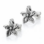 Sterling Silver 925 Stud Flower Oxidised Earrings "Hawaiian Bloom"