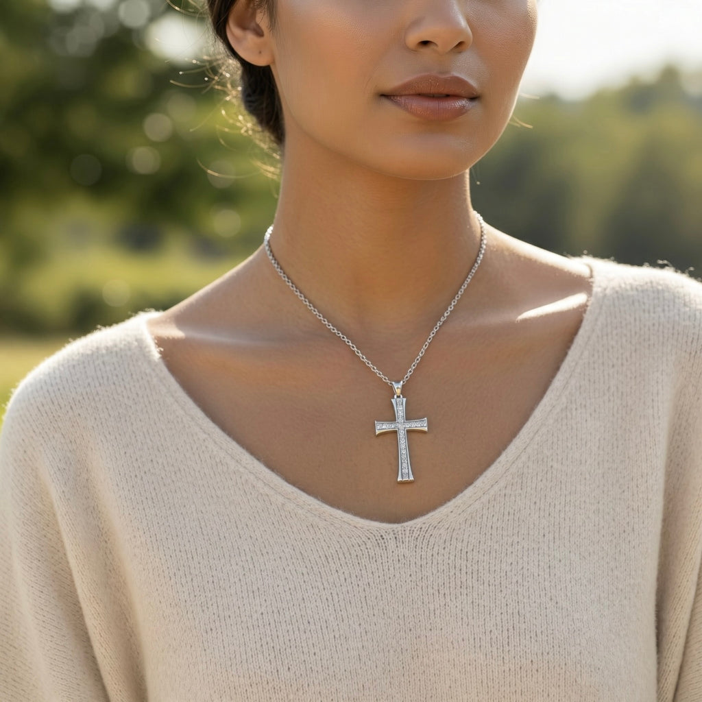 Anhänger Sterling Silber 925 Kreuz „Blumiger Glaube“
