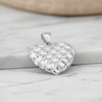Sterling Silver 925 Textured Heart Pendant “Woven Love”