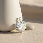 Sterlingsilber 925 strukturierter Herzanhänger „Woven Love“