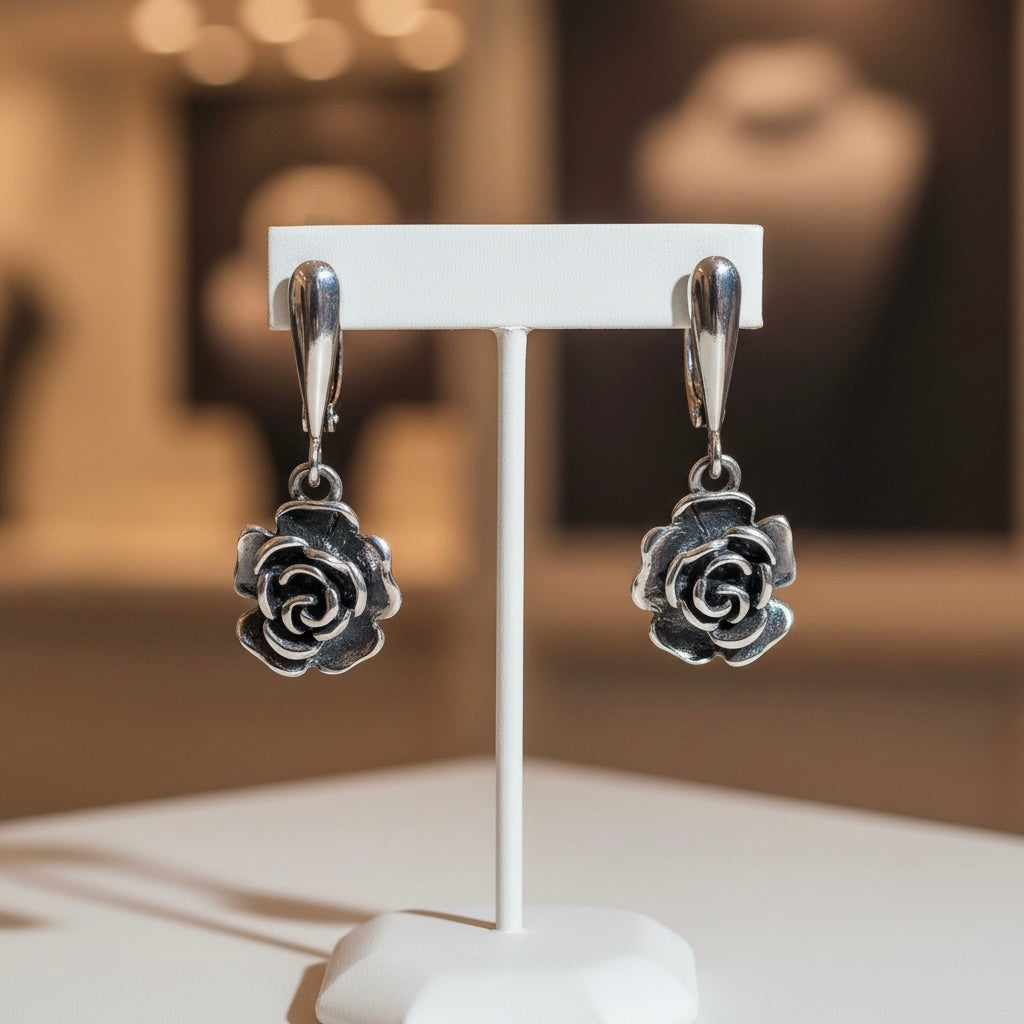 Sterling-Silber 925 Rosé Ohrhänger Oxidiert "Dulce Rosa"