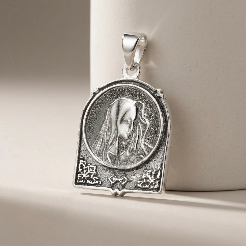 Sterling Silver 925 Virgin Mary Pendant “Chapel Grace”