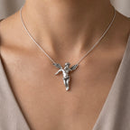 Silber 925 Schutzengel-Anhänger, oxidiert „Tanzende Anmut“