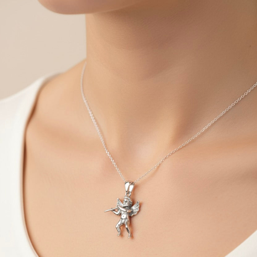Sterling Silver 925 Flute Angel Pendant “Heavenly Melody”